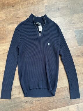 Express Men’s Navy Ribbed Half-Zip Sweater size large navy NWT